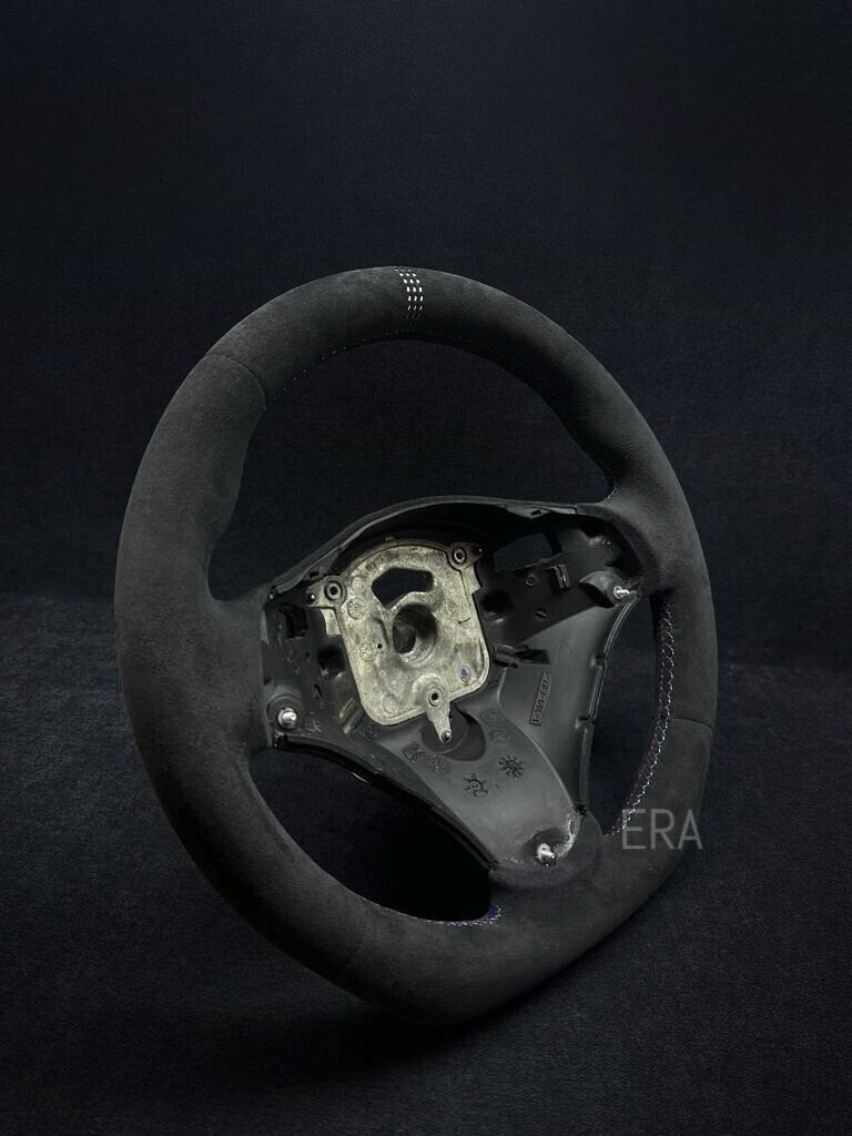 bmw e81 e82 e83 e87 e90 steering wheel alcantara leather white lazer flat bottom 