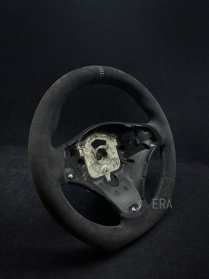 bmw e81 e82 e83 e87 e90 steering wheel alcantara leather white lazer flat bottom 