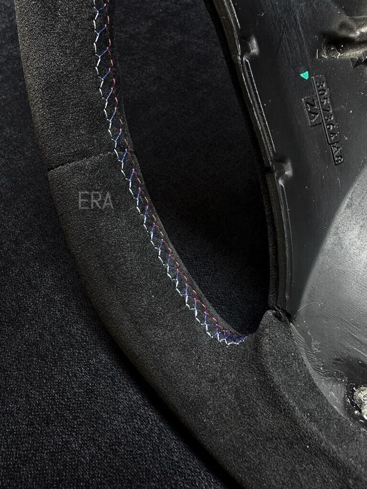 bmw e81 e82 e83 e87 e90 steering wheel alcantara leather white lazer flat bottom m stitching m sport