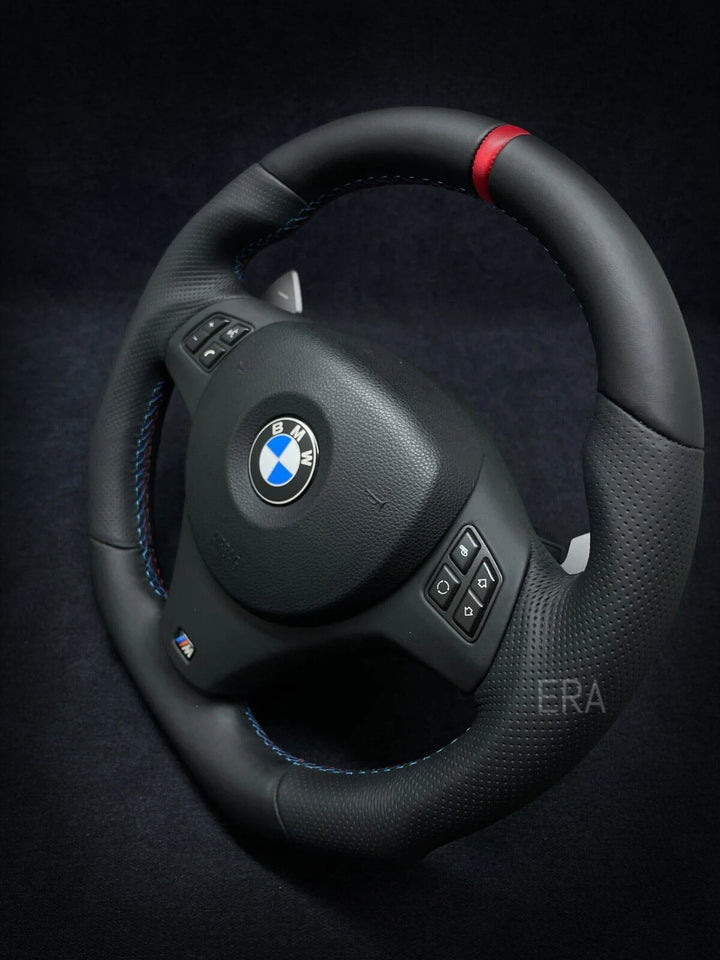 bmw e90 RED STRIPE M STITCHING LEATHER TRIM shift PADDLES SHAPED