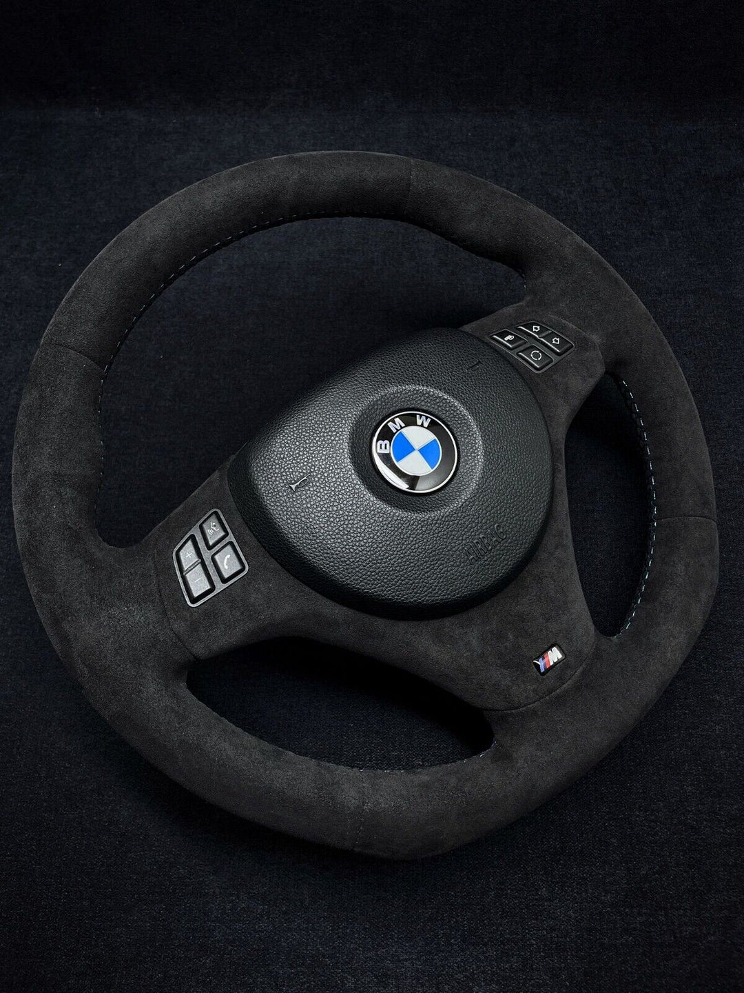 bmw e90 alcantara trim leather steering wheel flat bottom m sport stitching 