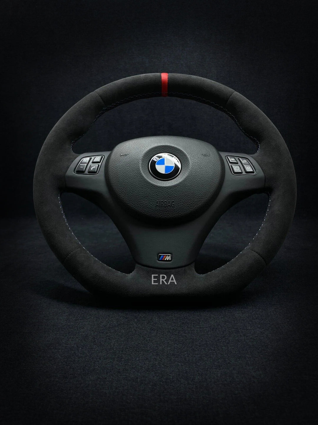 bmw e90 e91 e81 e84 e87 steering wheel flat bottom leather trim red stripe m stitching m sport