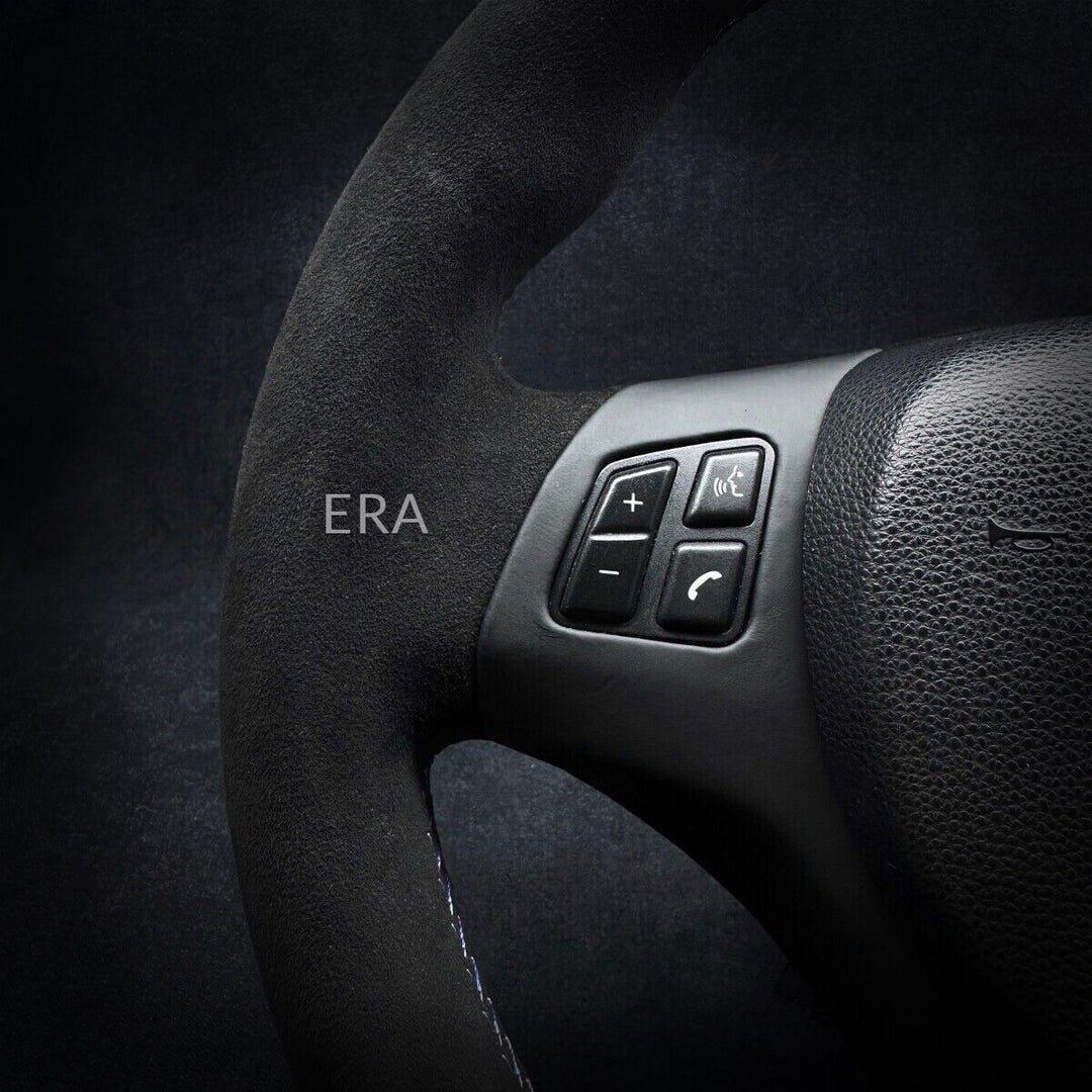 bmw e90 e91 e81 e84 e87 steering wheel flat bottom leather trim red stripe m stitching m sport alcantara