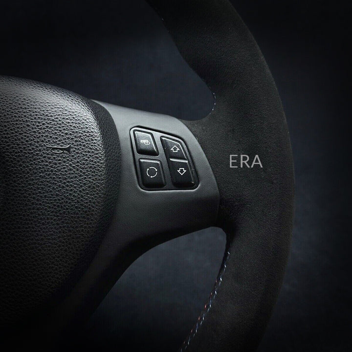 bmw e90 e91 e81 e84 e87 steering wheel flat bottom leather trim red stripe m stitching m sport alcantara m performance 