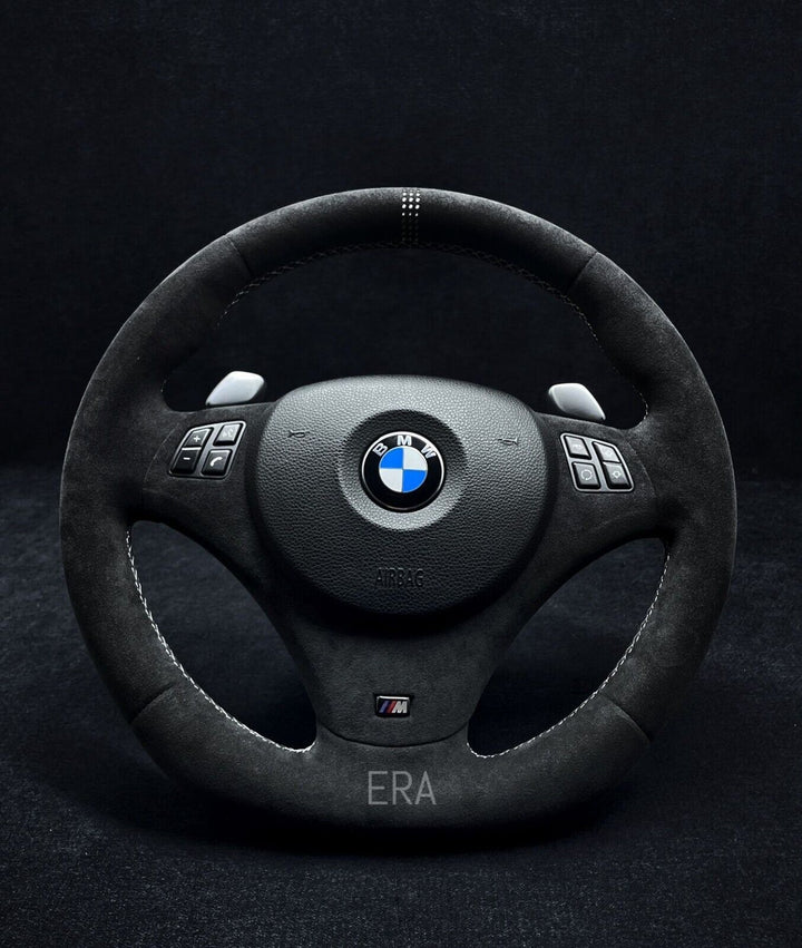 bmw e90 e91 e92 e93 e81 e82 e83 e87 e88 steering wheel CS alcantara flat bottom shift paddles