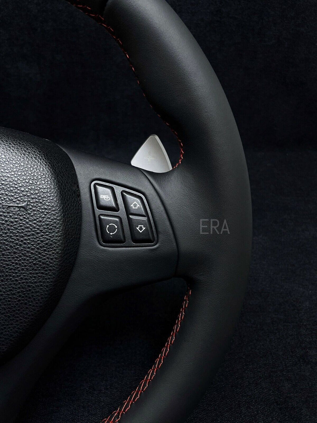 bmw e92 e87 e93 e91 e90 m1 m3 flat bottom steering wheel dct shift paddles red stitching nappa leather trim stripe