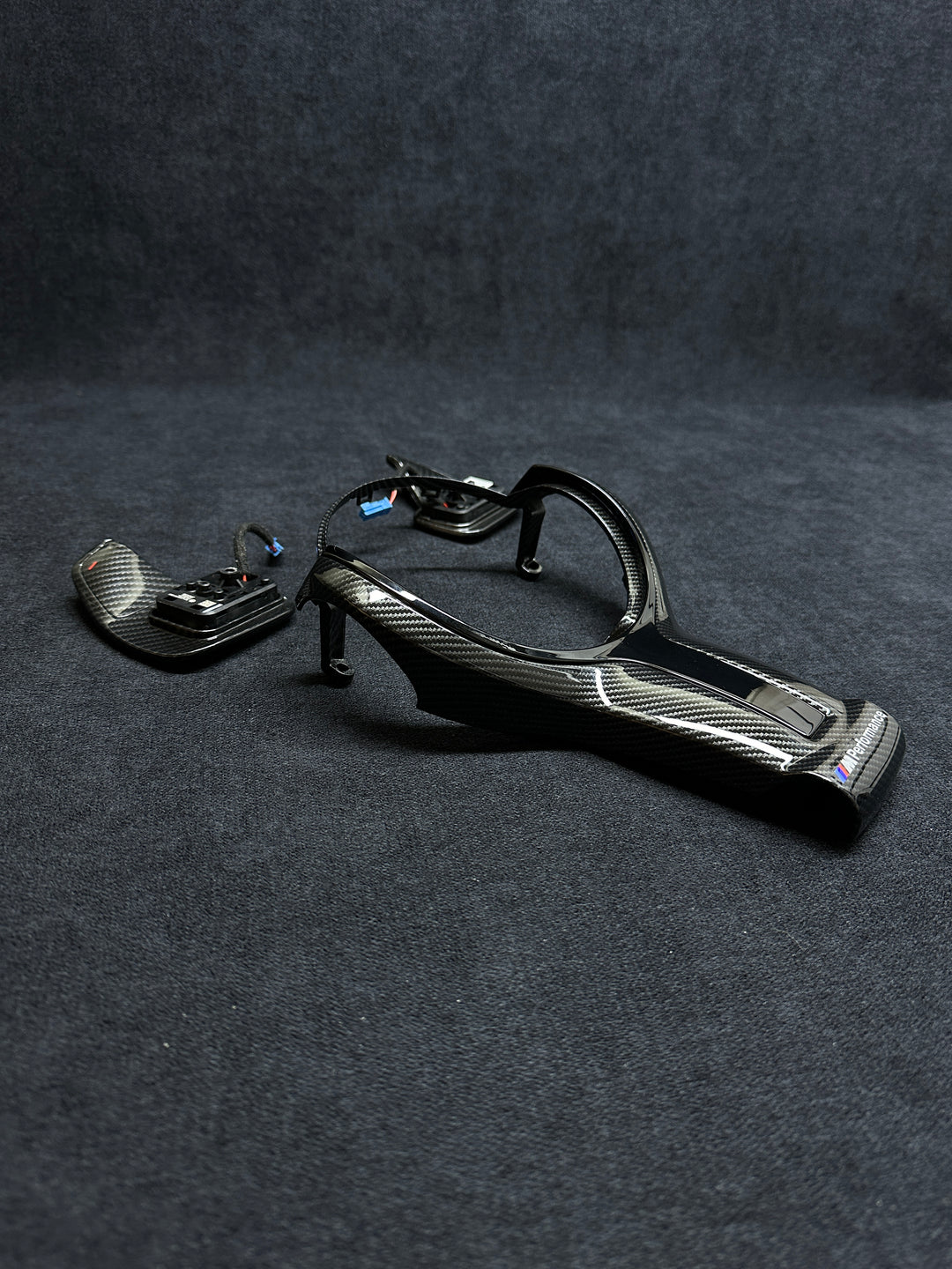 bmw f series Carbon fiber steering wheel trim set with shift paddles m performance piano black