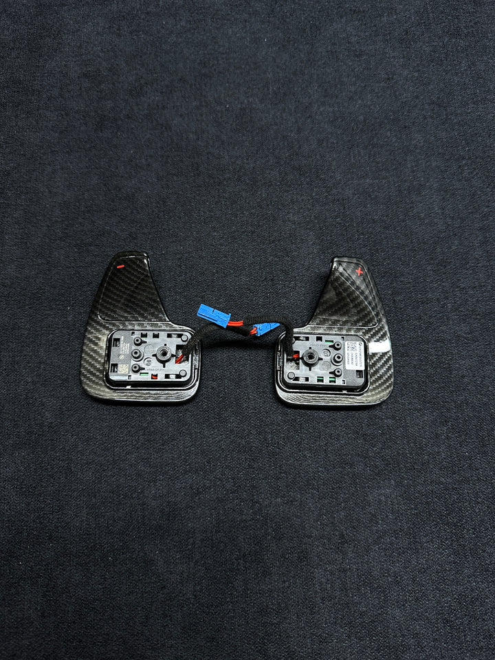 bmw f series Carbon fiber steering wheel trim with shift paddles m performance piano black