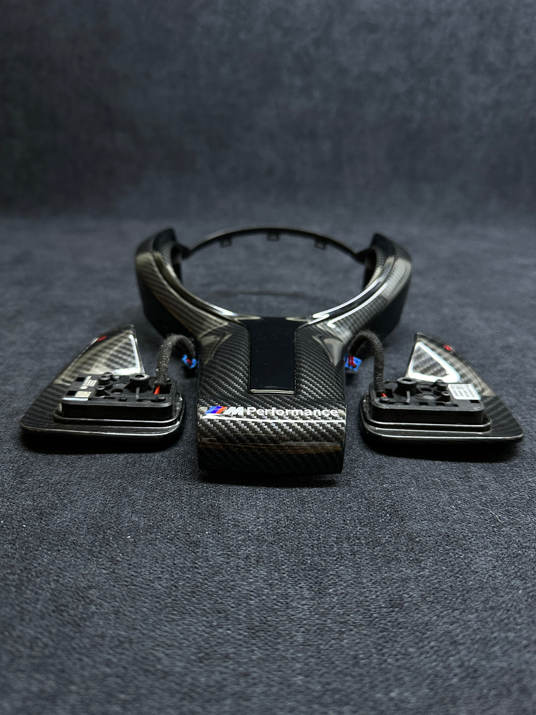 bmw f series Carbon fiber style steering wheel trim set with shift paddles m performance