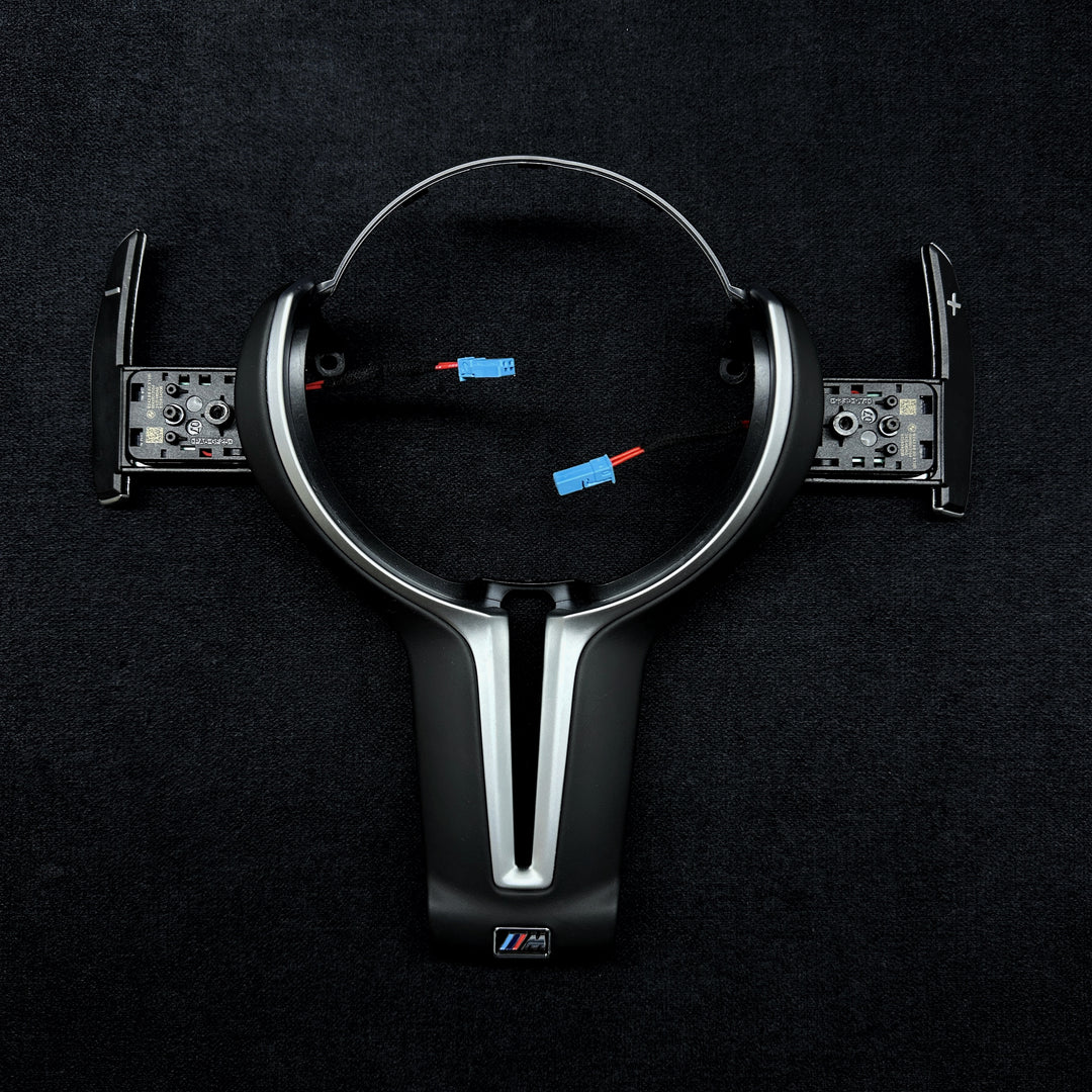 bmw f series steering wheel trim set with shift paddles matte black