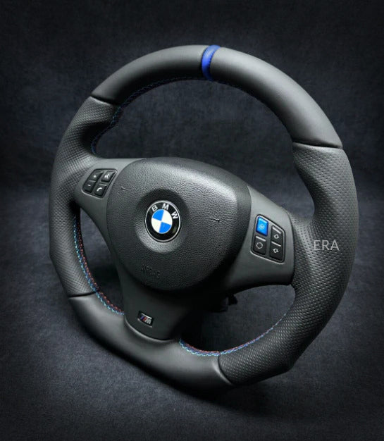 bmw nappa leather e9x steering wheel with blue stripe and buttons E90 E92 