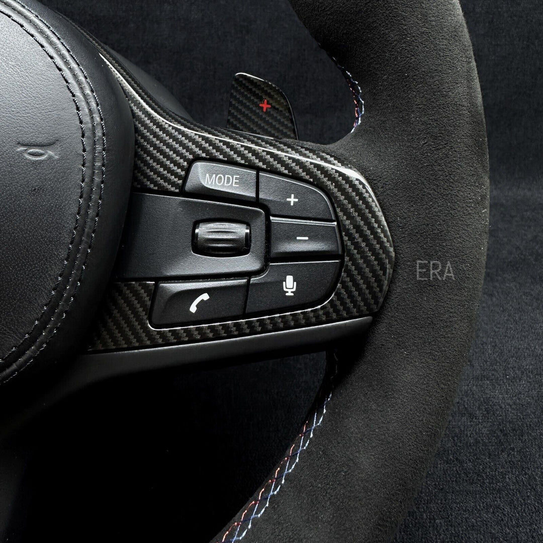 bmw steering wheel carbon fiber trim LIGHT BLUE STRIPE 