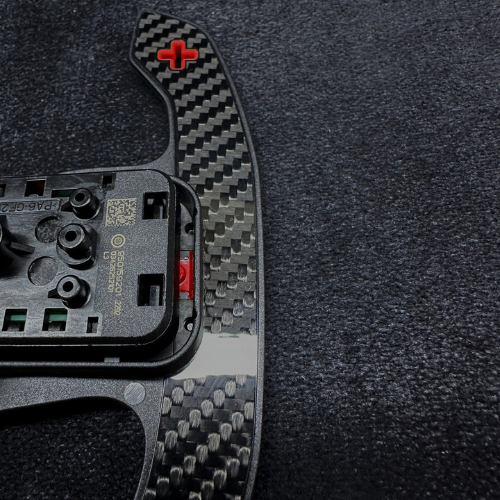 carbon style shift paddles for bmw g series steering wheel