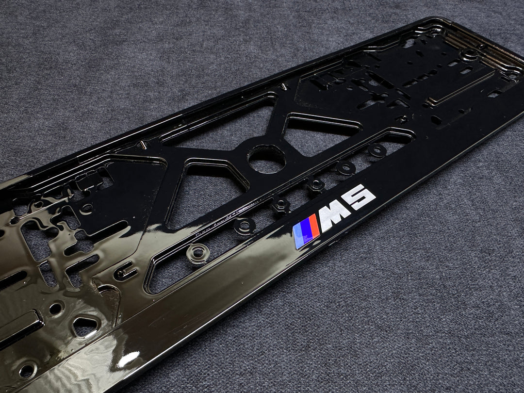 license plate for BMW M5 competition with piano black style