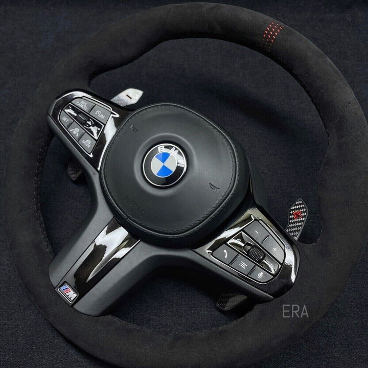 red lazer stripes black stitching piano black trim carbon shift paddles bmw g series