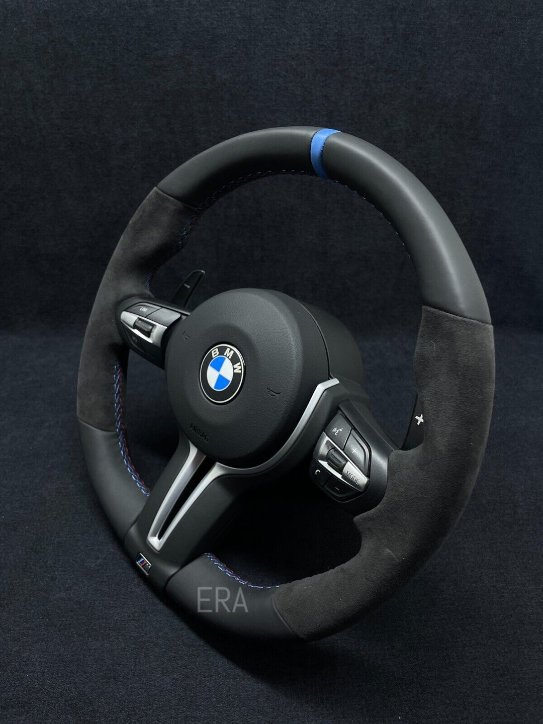 BMW F-SERIES NAPPA-ALCANTARA / LIGHT BLUE STRIPE / M STITCHING / SHIFT PADDLES / SHAPED