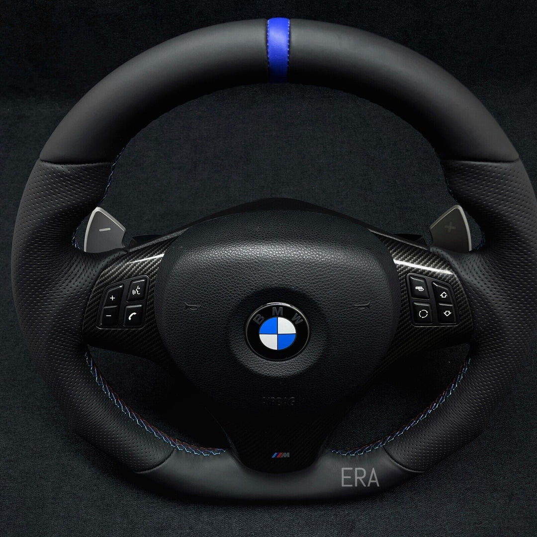 BMW E9X-E8X NAPPA-PERFORATED / BLUE STRIPE / M STITCHING / LEATHER TRIM / DCT PADDLES / SHAPED