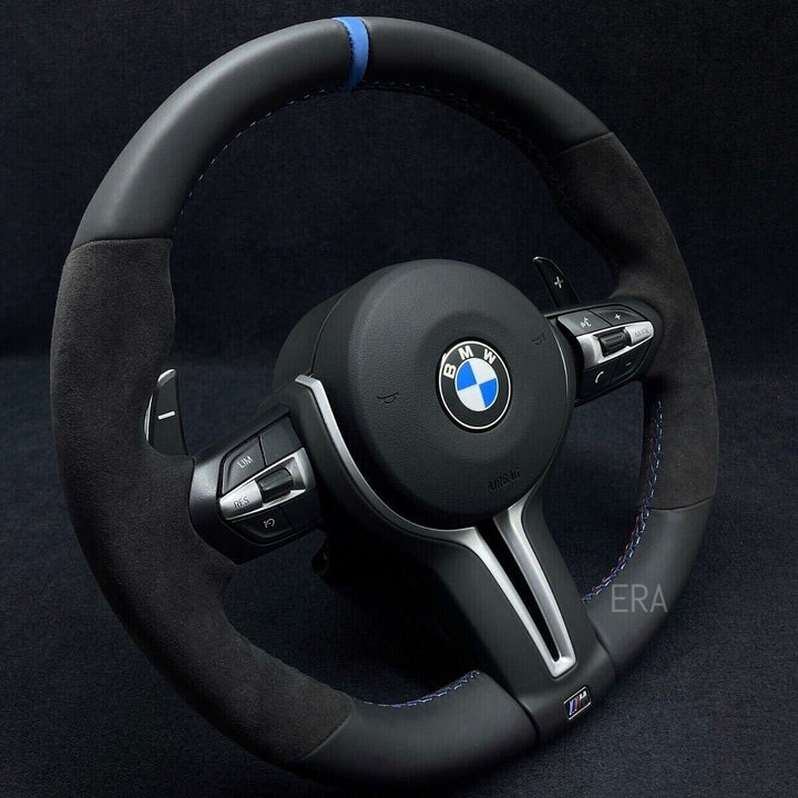 BMW F-SERIES NAPPA-ALCANTARA / LIGHT BLUE STRIPE / M STITCHING / SHIFT PADDLES / SHAPED