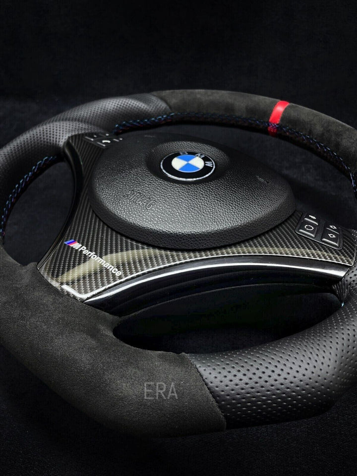 BMW E9X-E8X ALCANTARA-PERFORATED / RED STRIPE / M STITCHING / CARBON TRIM / SHAPED