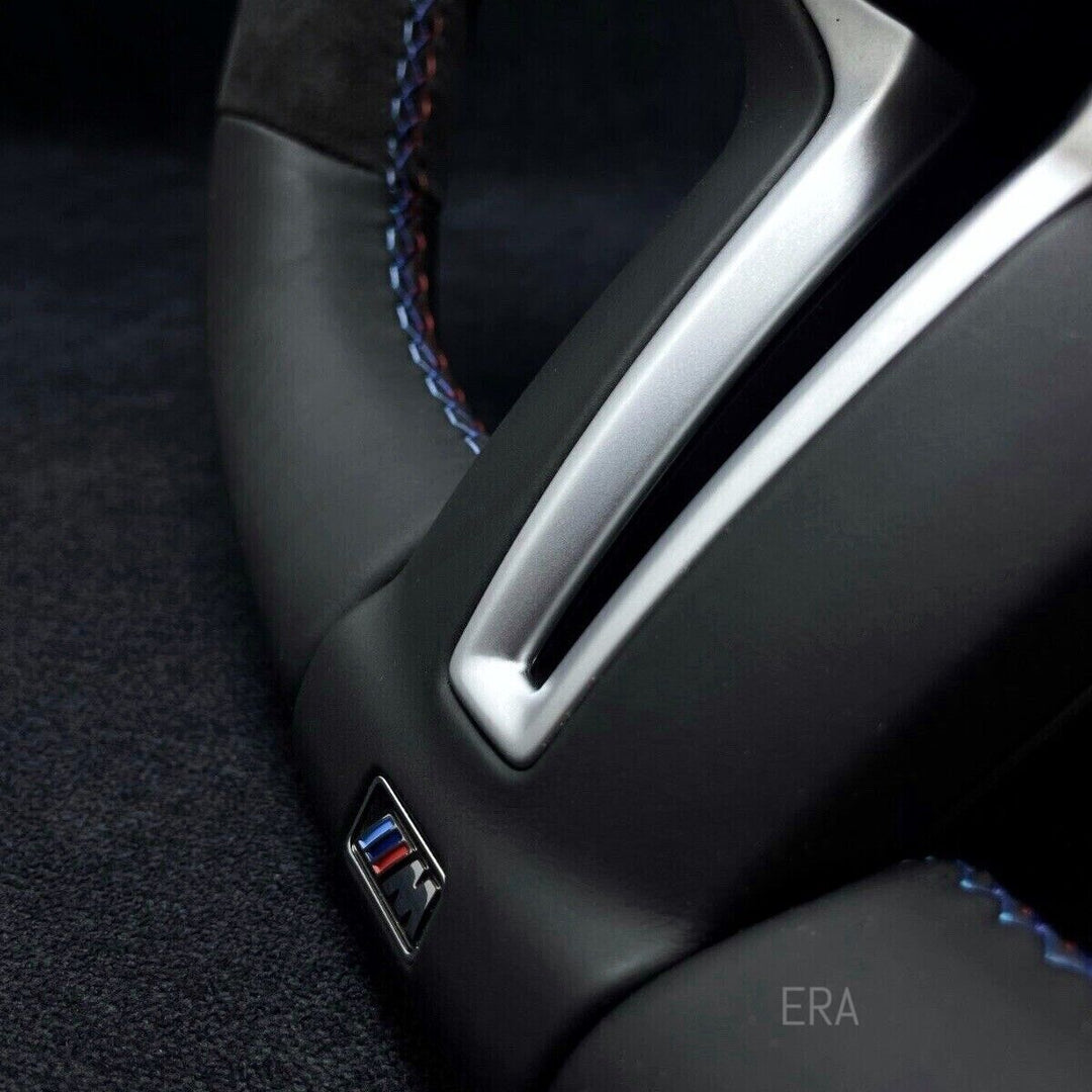 BMW F-SERIES NAPPA-ALCANTARA / LIGHT BLUE STRIPE / M STITCHING / SHIFT PADDLES / SHAPED