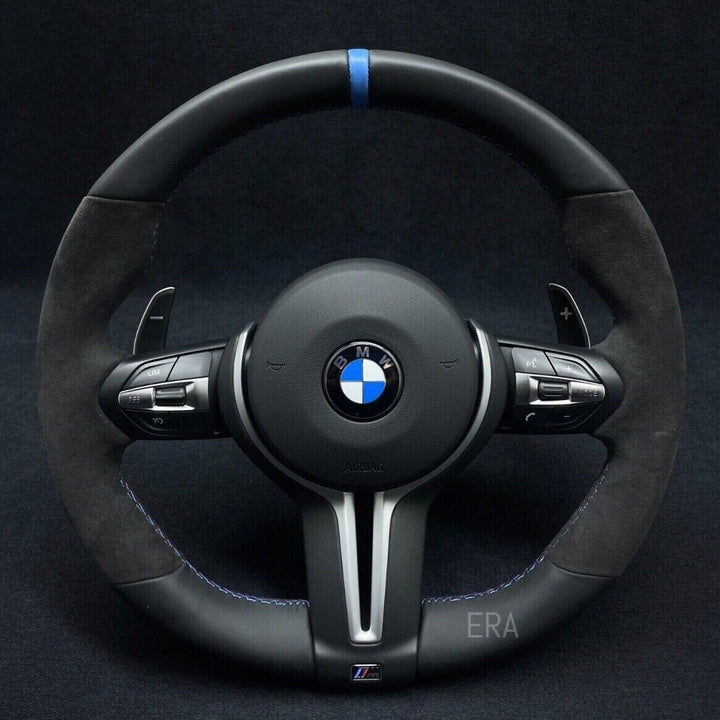 BMW F-SERIES NAPPA-ALCANTARA / LIGHT BLUE STRIPE / M STITCHING / SHIFT PADDLES / SHAPED