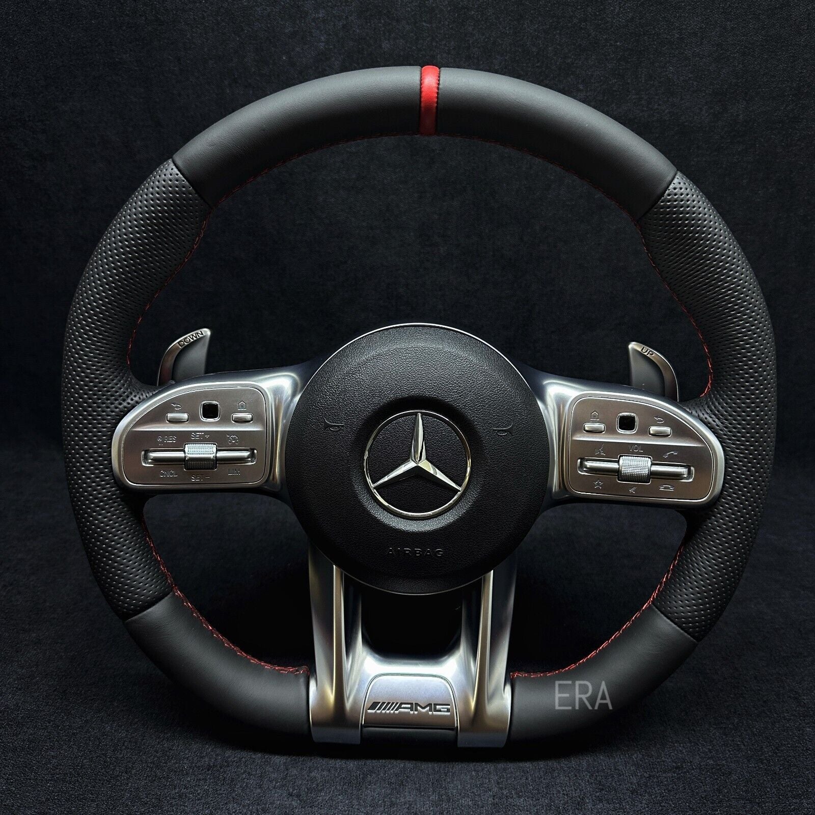 MERCEDES-BENZ NAPPA-PERFORATED / RED STRIPE / RED STITCHING / SHIFT PADDLES
