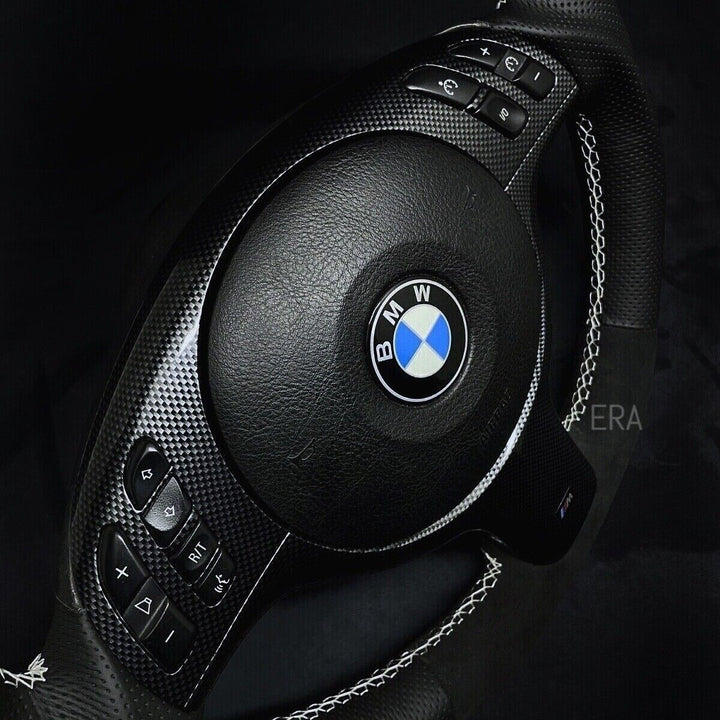 white stitching bmw steering wheel